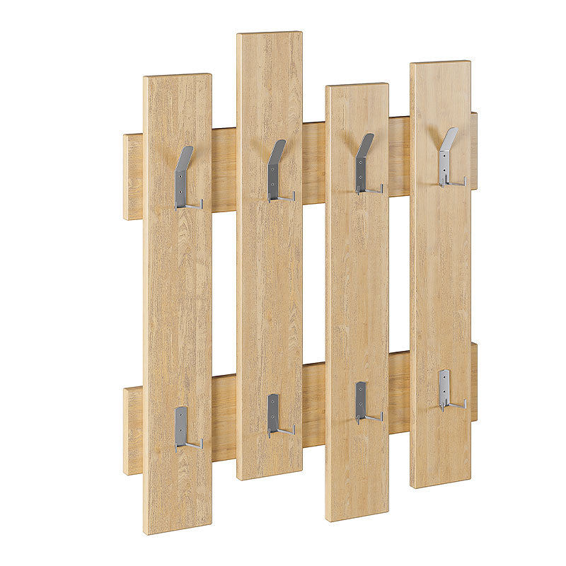 Wall Hanger MODERNO in oak color with eight metal hooks, designed for stylish organization in home or office.